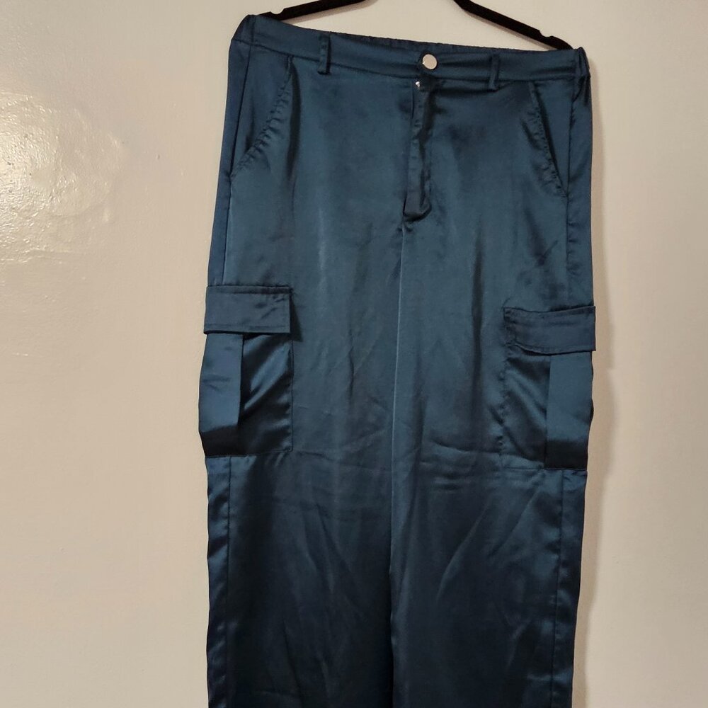 Good Luck Blue Sateen Cargo Pants